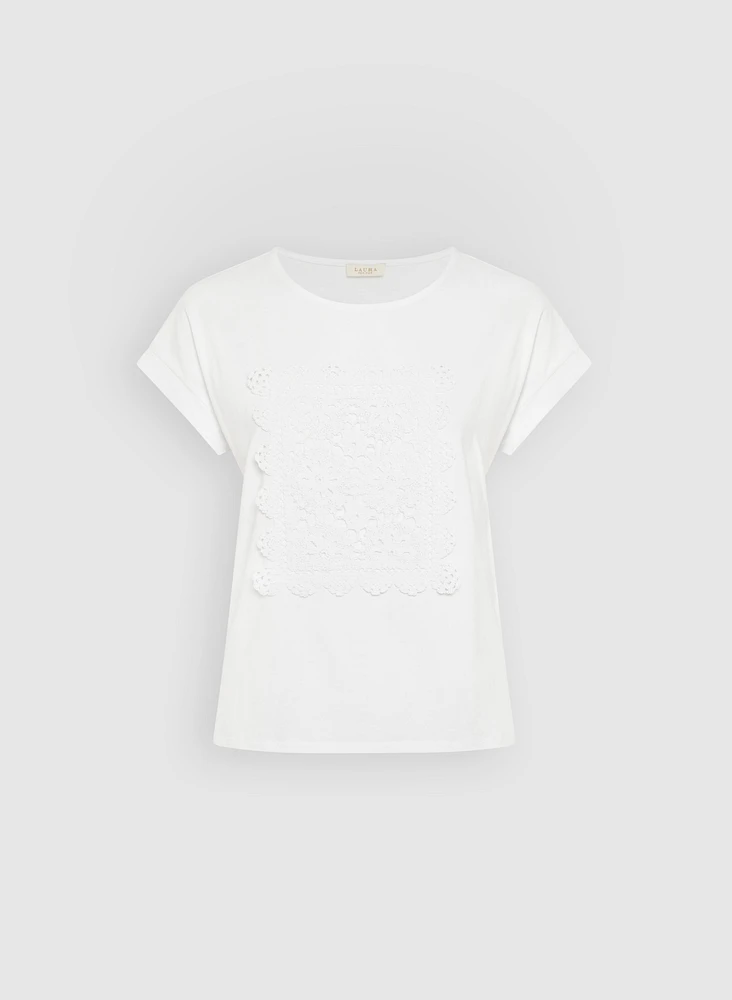 Cotton Crochet Applique T-Shirt
