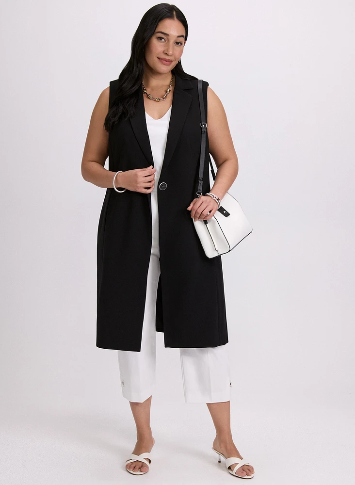 Long Buttoned Vest & Pull-On Capris