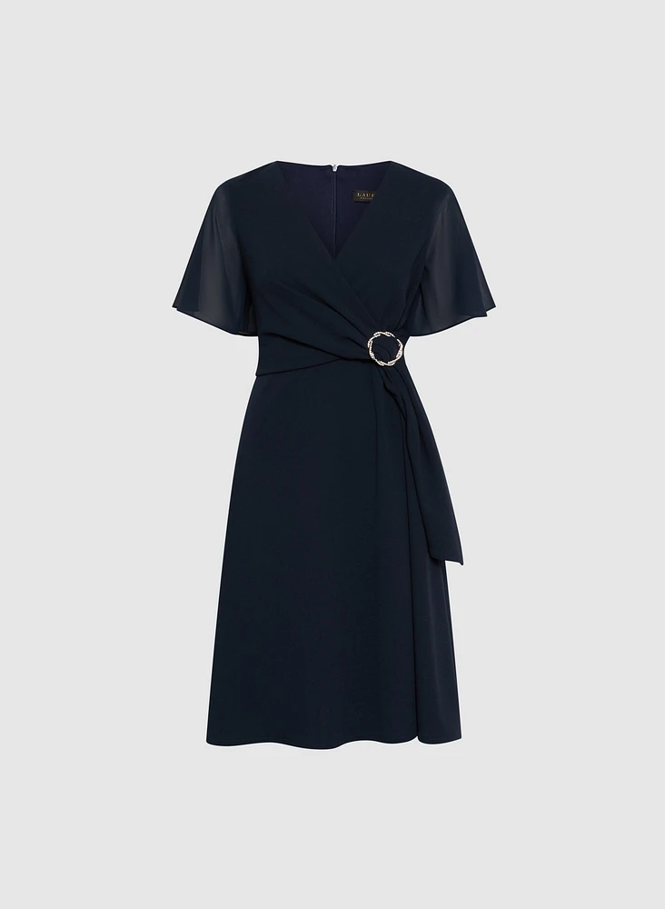 Wrap-Over Chiffon Dress