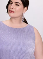 Metallic Plissé Overlay Dress