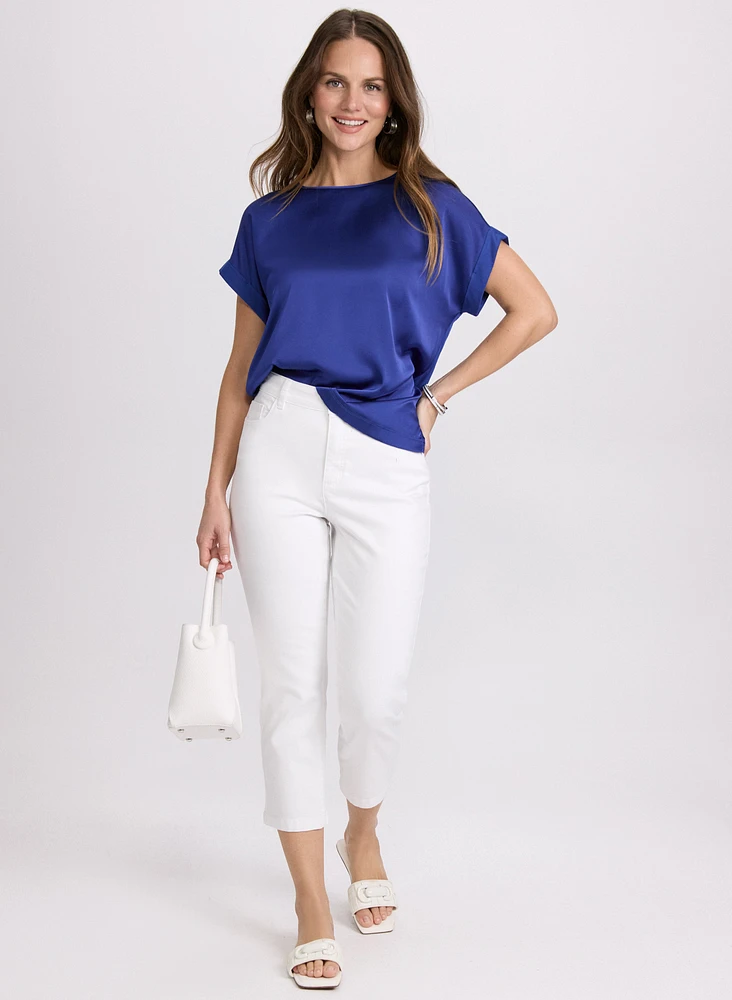 Satin Drop Shoulder Top