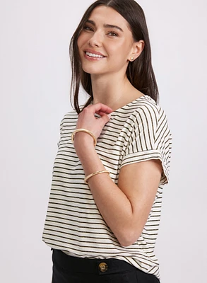 Striped Cap Sleeve T-Shirt