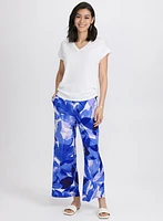 Olivia Leaf Print Wide-Leg Pants