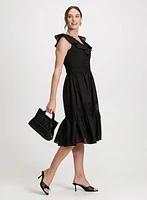 Ruffle V-Neck Fit & Flare Dress