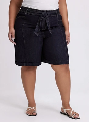 Short en denim à jambe large