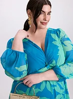 Robe effet torsadé à feuilles