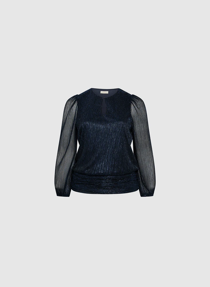 Metallic Plissé Top