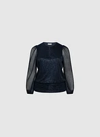 Metallic Plissé Top