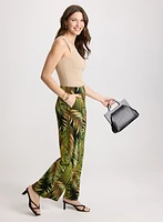 Palm Print Wide Leg Pants