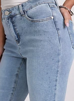 Tonal Stone Embellished Straight-Leg Jeans