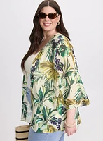 Palm Print Open Blouse