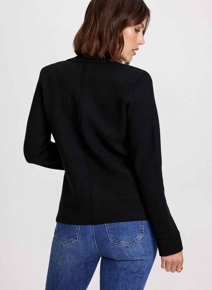 Lapel Collar Button-Up Cardigan