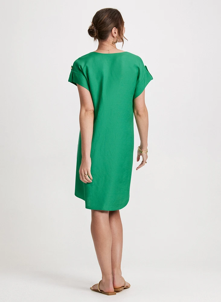 Straight Linen Blend Dress