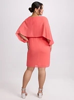 Brooch Embellished Capelet Dress