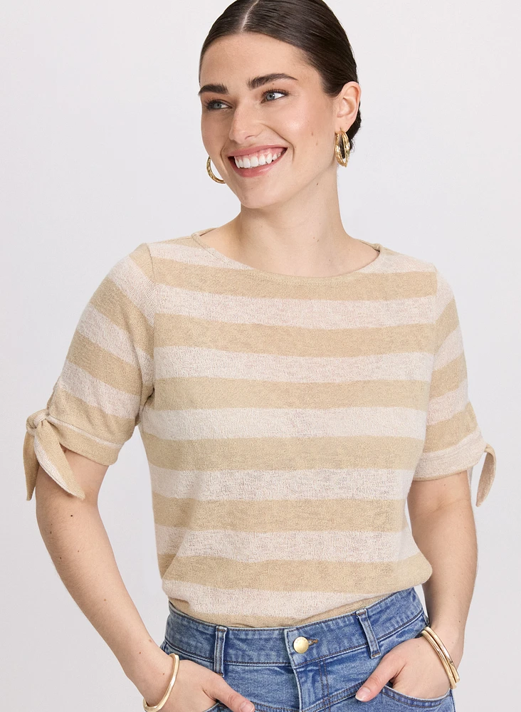 Striped Short Sleeve Sweater
