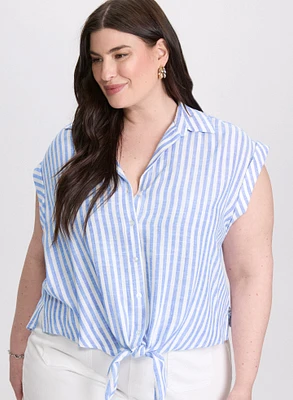 Stripe Button-Down Blouse