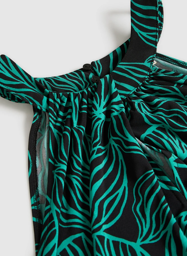 Leaf Print Maxi Dress