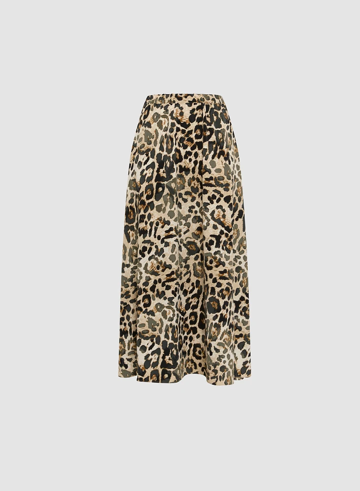 Long Leopard Print Skirt