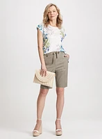 Floral Print Burnout T-Shirt