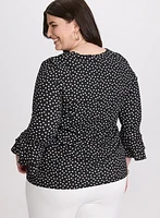 Polka Dot Bell Sleeve Top