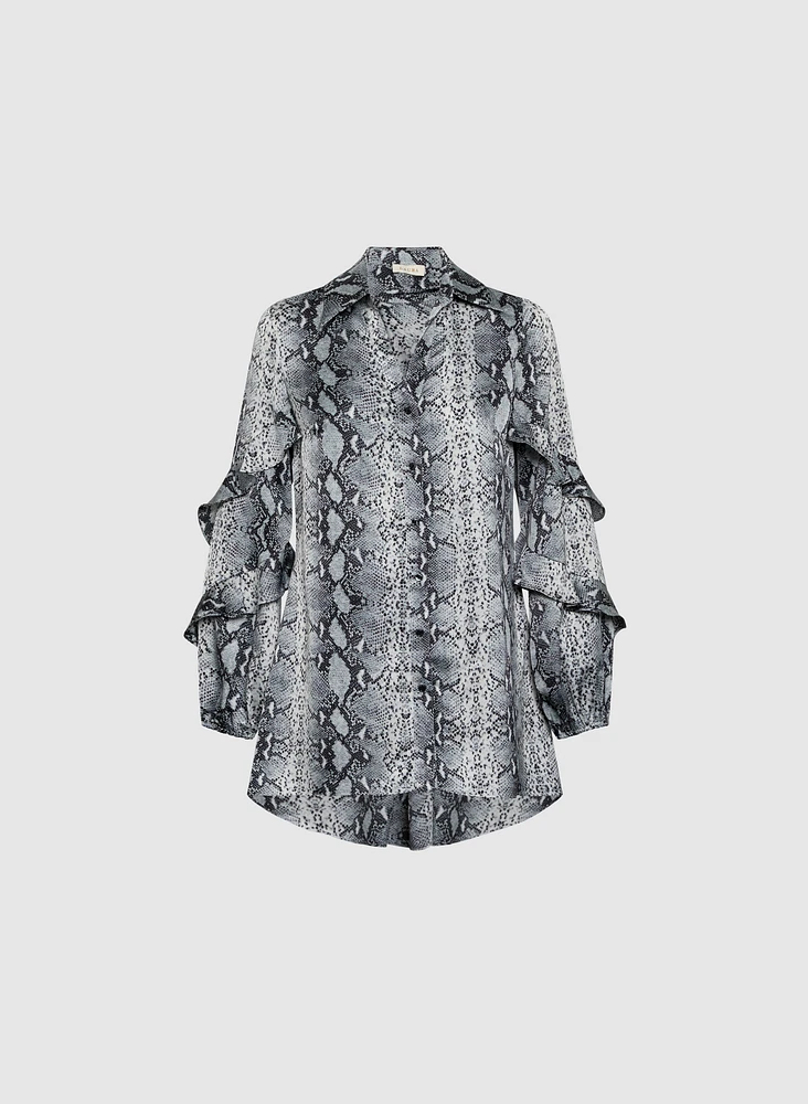 Ruffled Animal Print Blouse