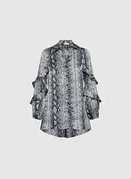 Ruffled Animal Print Blouse