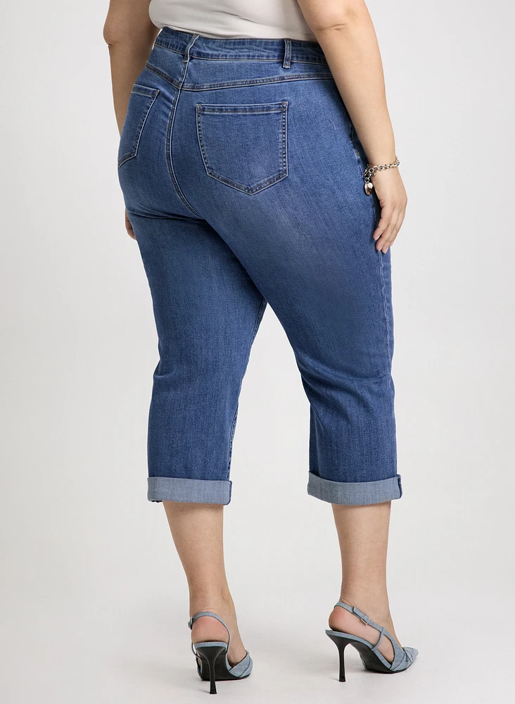 Rolled Cuff Denim Capris