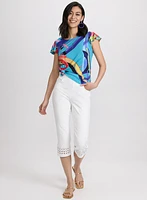 Abstract Flutter Sleeve Top
