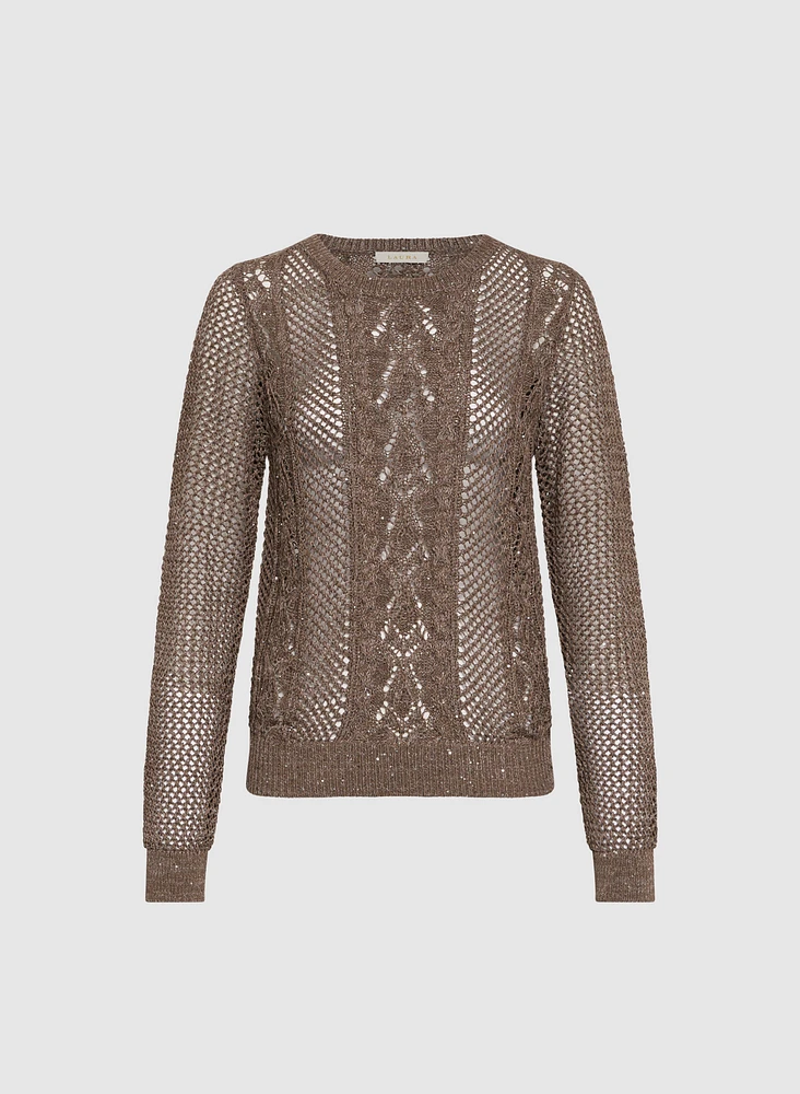 Sequin Detail Openwork Sweater