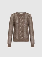 Sequin Detail Openwork Sweater