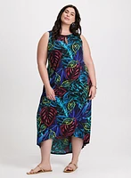 Leaf Print Maxi Dress