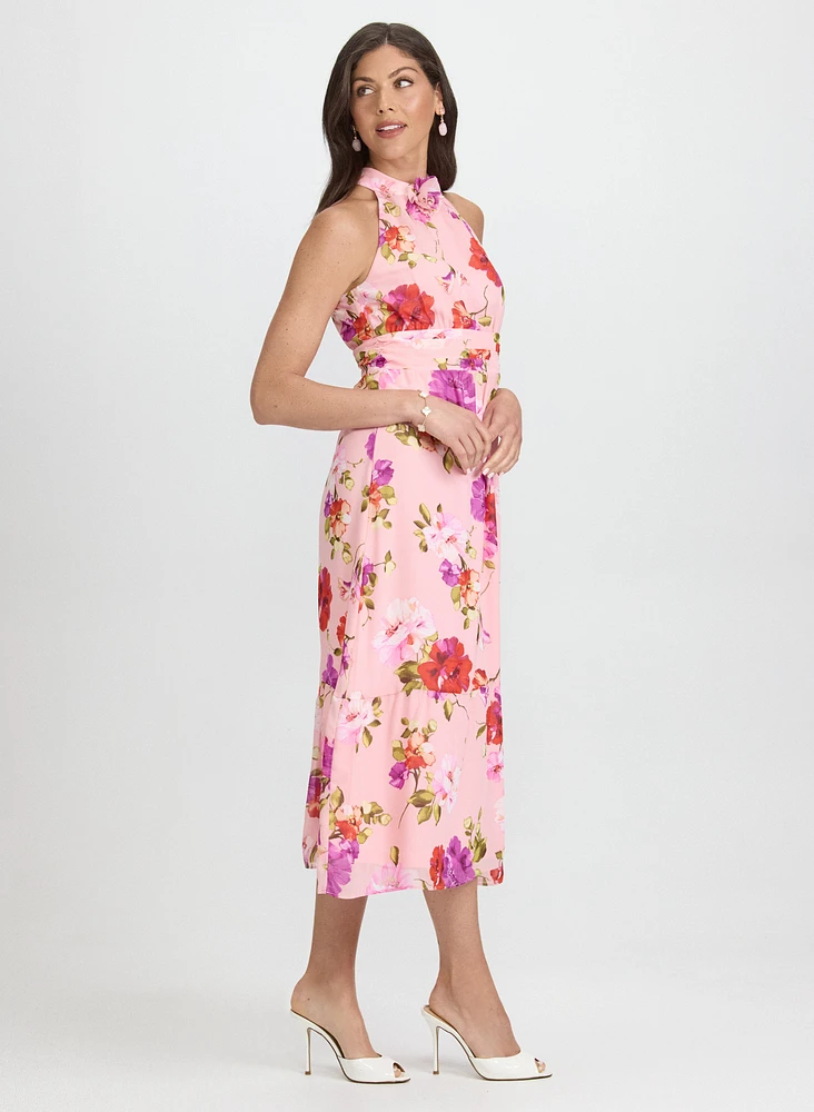 Floral Rosette Embellished Dress