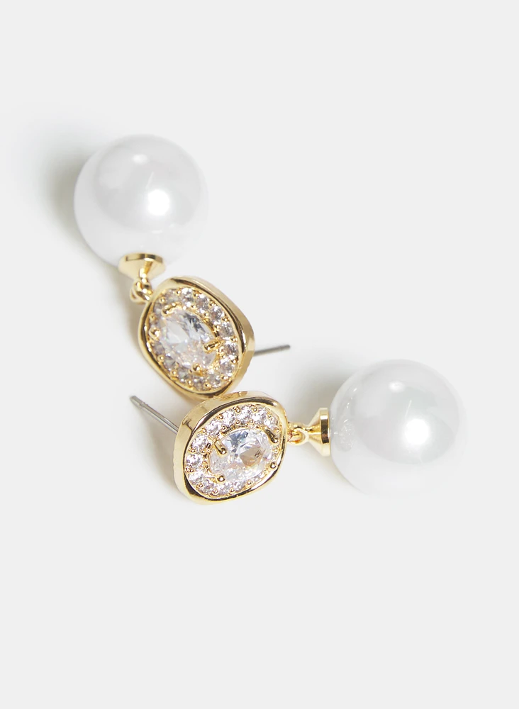 Crystal Pearl Drop Earrings