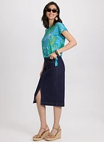 Slit Denim Skirt