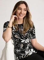 Leaf Print Peplum Top