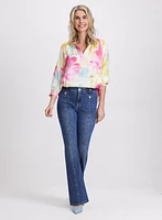 Blouse florale sans col