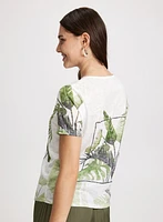 Tropical Print Burnout T-Shirt
