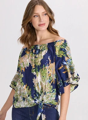 Abstract Off-Shoulder Blouse