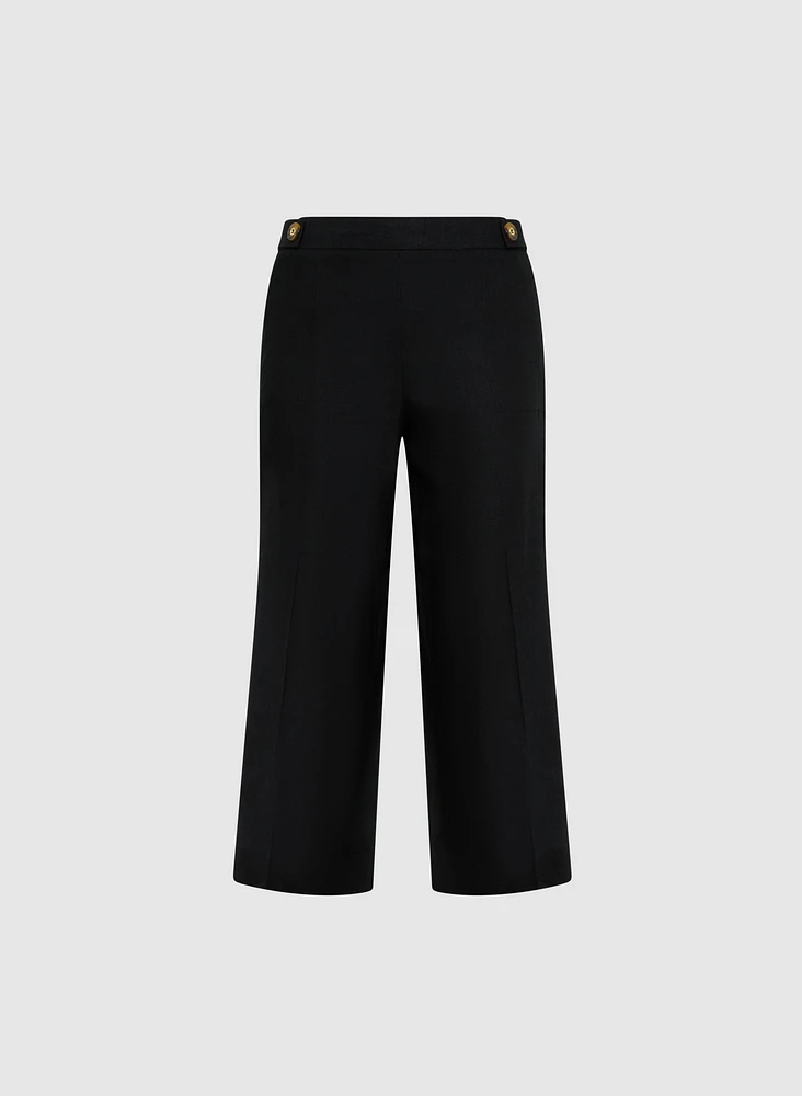 Linen-Blend Wide-Leg Capris