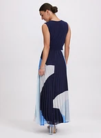 Pleated Geometric Print Dress