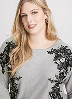 Lace Print Knit Pullover