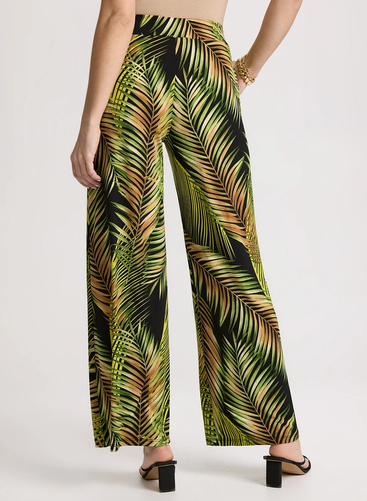 Palm Print Wide Leg Pants