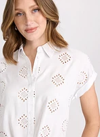 Embroidered Button-Down Blouse