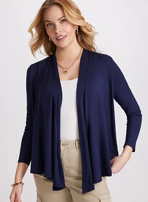 Open-Front Asymmetric Hem Cardigan