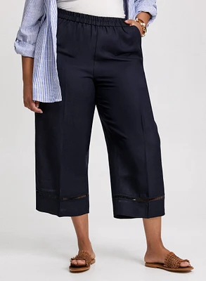 Capri jambe large en mélange de lin