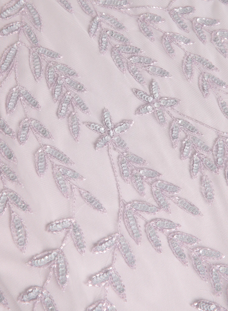 Robe de soirée à feuilles paillettes