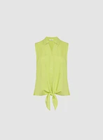 Sleeveless Linen-Blend Blouse