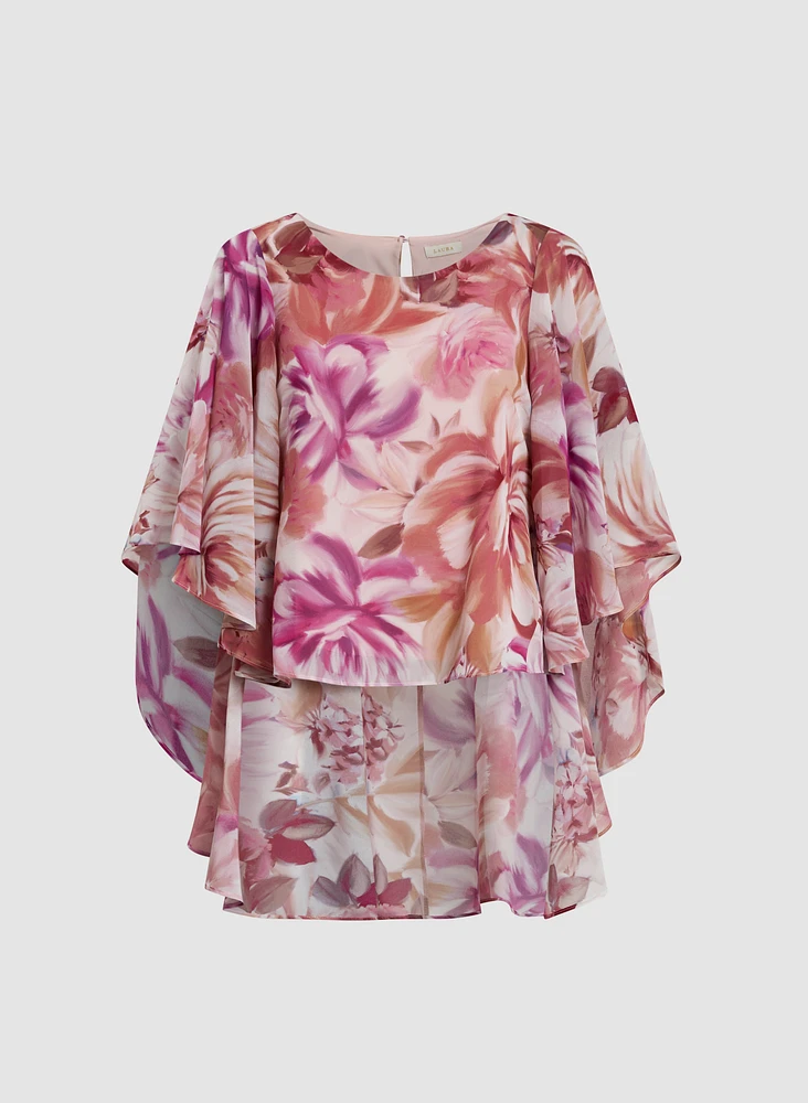 Flared Sleeve Floral Blouse