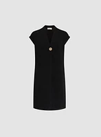 Short Crepe V-Neck Dress