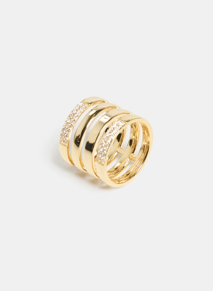 Tiered Crystal Band Ring